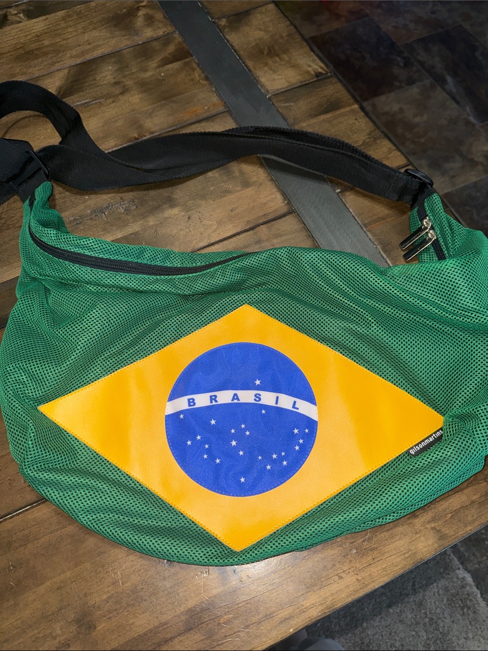 Brasil Flag Green Mesh Crossbody Sling Bag